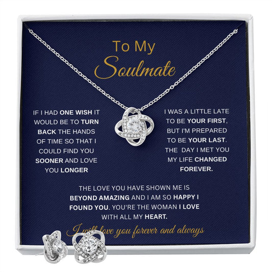 To My Soulmate| Love Knot Necklace and Earring Set